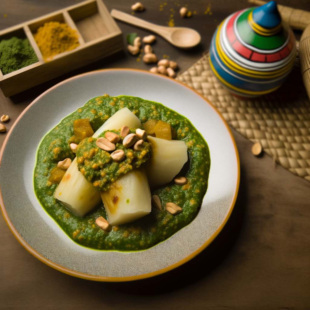 Cassava med grøn sauce